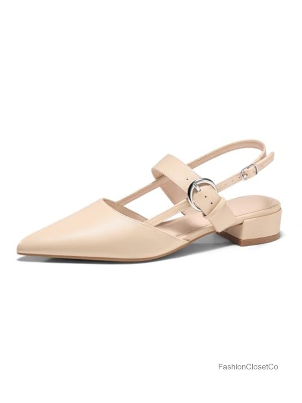 Chunky Low Heel Slingback Mary Jane Flats Women's Dress Shoes with Ankle Strap